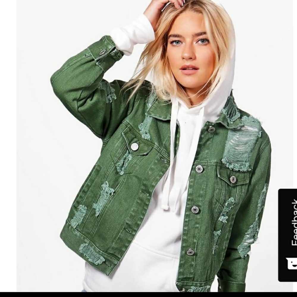 Boohoo Distressed twill Jacket / Khaki